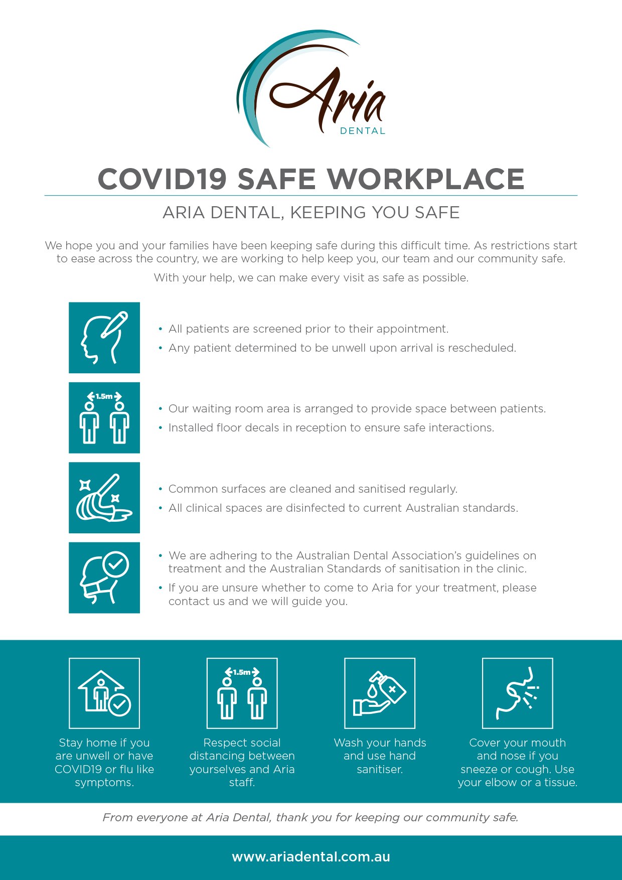 COVID Safe Workplace - Perth Dental Clinic | Aria Dental